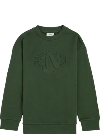 Fendi Green Cotton Sweatshirt With Logo