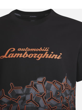 Automobili Lamborghini Cotton T-shirt With All-over Contrasting Print