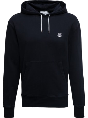 Maison Kitsuné Black Cotton Hoodie With Logo Patch
