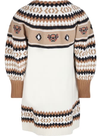 Burberry Multicolor Dress For Girl With Thomas Bears