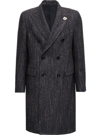 Lardini Double-breasted Grey Wool Blend Coat