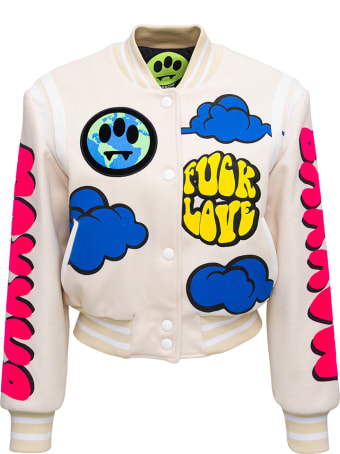 Barrow Fabric Bomber Jacket With Colored Patch Detail