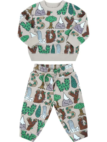 Stella McCartney Kids Green Tracksuit For Baby Kids With Colorful Prints