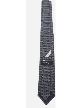 Salvatore Ferragamo Silk Tie With All-over Gancini Print