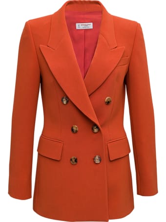Alberto Biani Double-breasted Jacket In Orange Cady
