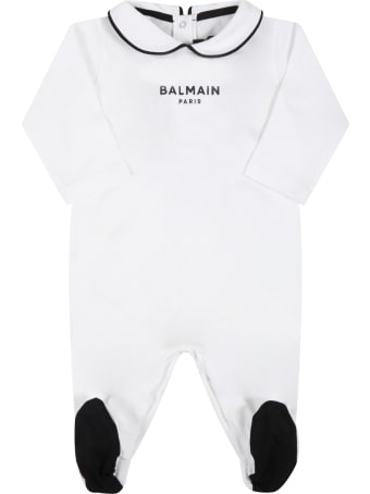 Balmain White Set For Baby Kids With Logo