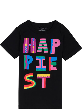 Stella McCartney Kids Black Cotton T-shirt With Multicolor Print