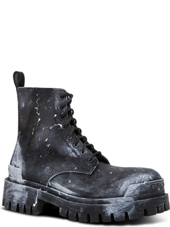 Balenciaga Strike Boots In Painted Effect Nylon