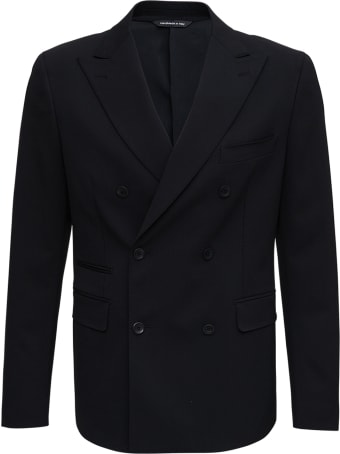 Tonello Double-breasted Black Cotton Blend Jacket