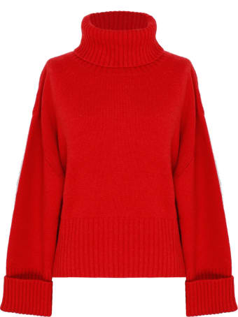 Saverio Palatella Cherry Red Cashmere Turtleneck Sweater