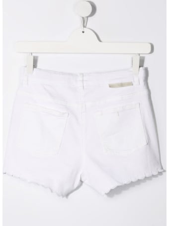 Stella McCartney Kids White Cotton Shorts With Floral Embroidery