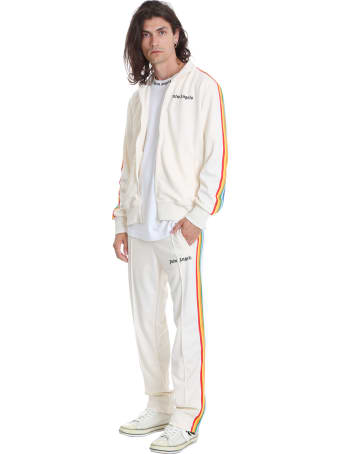 Palm Angels Rainbow Track Sweatshirt In White Polyester