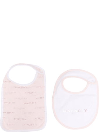 Givenchy White And Pink Baby Bibs Set With Logo