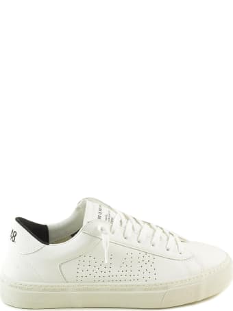 P448 White Leather Perforated Logo Women's Sneakers