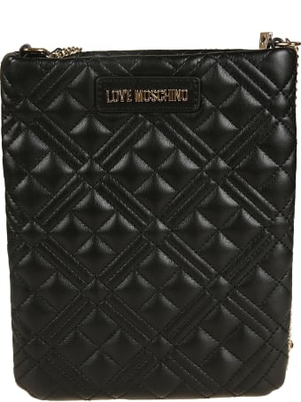 Love Moschino Quilted Logo Plaque Chain Shoulder Bag