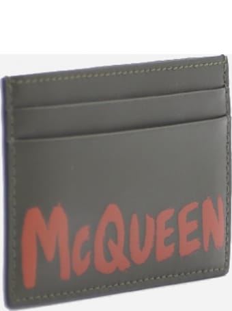 Alexander McQueen Leather Card Holder With Contrasting Logo Print