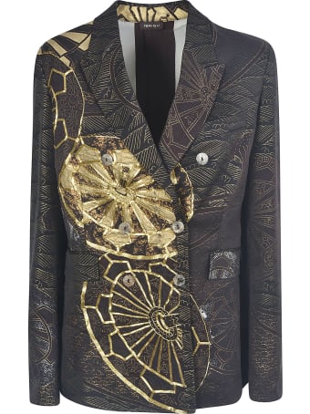 Ibrigu All-over Print Double-breasted Blazer