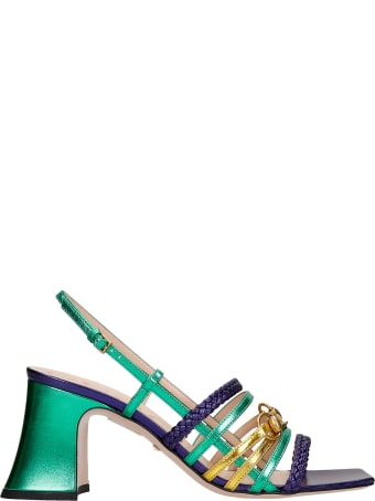 Gucci Sandals In Green Leather