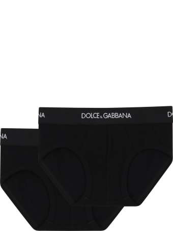 Dolce & Gabbana Black Briefs For Kids With Logo