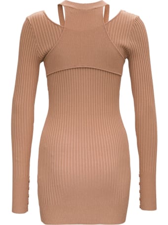 Andrea Adamo Beige Ribbed Knit Dress
