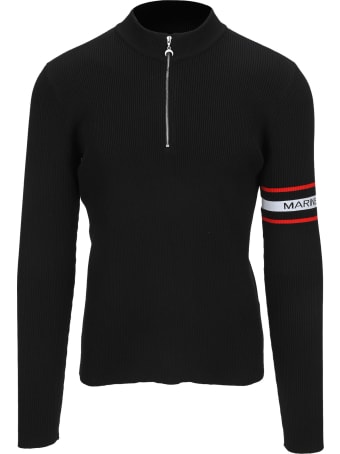 Marine Serre Half-zip Logo-stripe Jumper