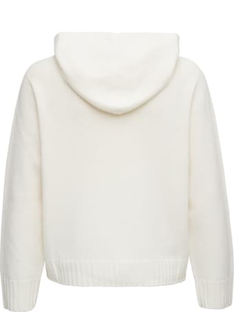 Fabiana Filippi White Wool Hoodie With Bow