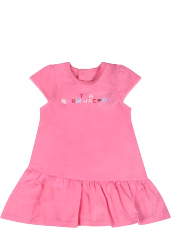 Little Marc Jacobs Pink Dress For Baby Girl With Logo