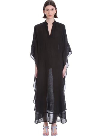 120% Lino Dress In Black Linen