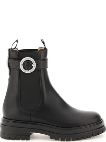 Gianvito Rossi Chelsea Boots With Crystals Buckle