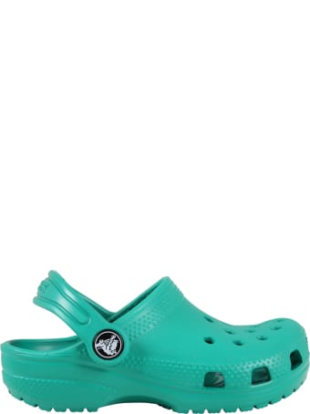 Crocs Green Sabot For Kids With Logo
