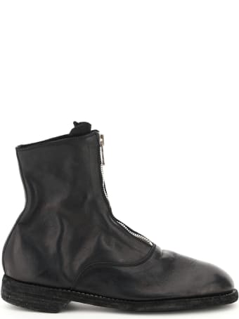 Guidi Front Zip Leather Ankle Boots