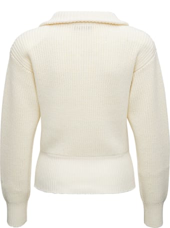 The Seafarer White Wool Sweater With Zip