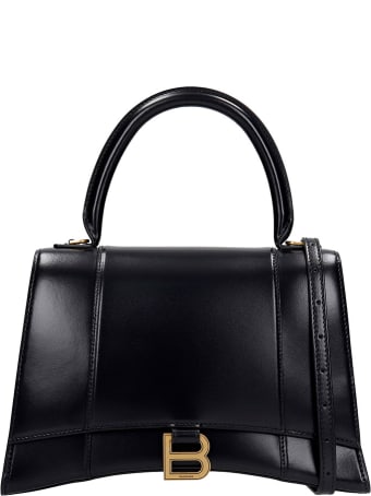 Balenciaga Hourg Top Hand Hand Bag In Black Leather
