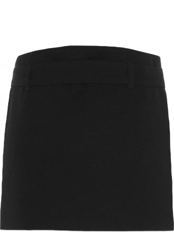 Philosophy di Lorenzo Serafini Black Cotton-virgin Wool Blend Miniskirt