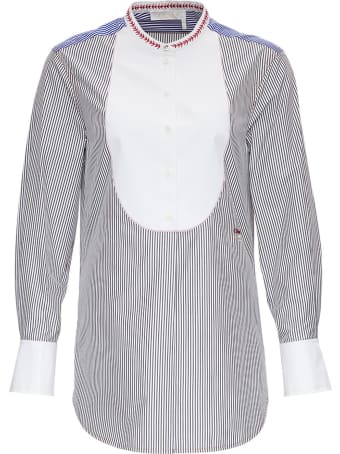 Chloé Striped Cotton Shirt With Contrasting Bib