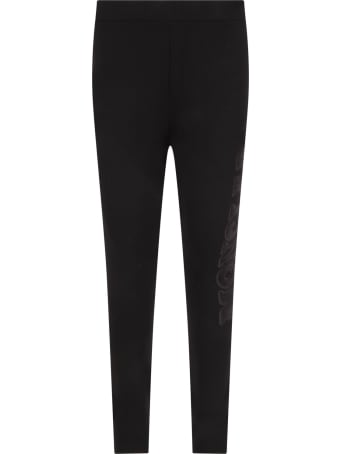 Moncler Black Leggings For Girl With Logo