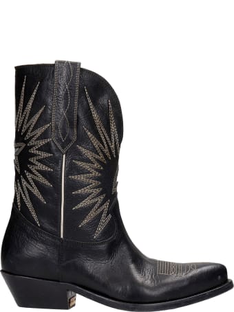Golden Goose Wish Star Texan Ankle Boots In Black Leather