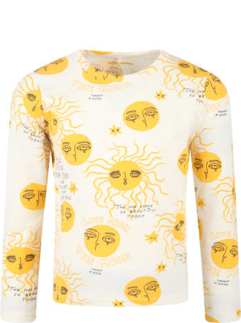 Mini Rodini Ivory T-shirt For Kids With Yellow Moon