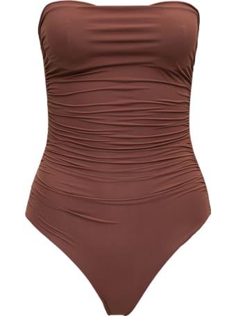 Le Petit Réve Strapless Brown One-piece Swimsuit