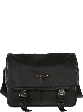 Prada Buckled Flap Logo Shoulder Bag