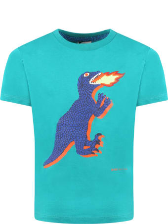 Paul Smith Junior Green T-shirt For Boy With Dino