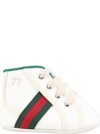 Gucci White Sneakers For Baby Kids With Double Gg