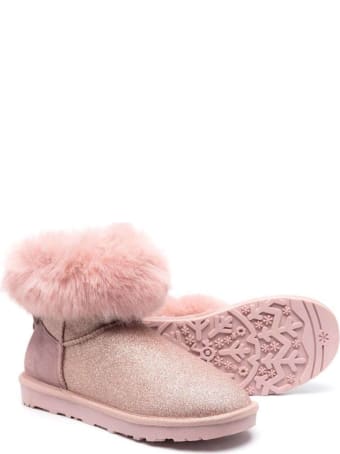 Monnalisa Pink Glittered Leather Boots
