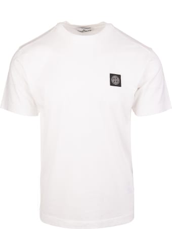 Stone Island White Cotton Logo Patch Short-sleeve T-shirt