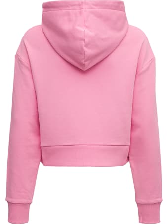 Balmain Pink Cropped Hooduie With Logo