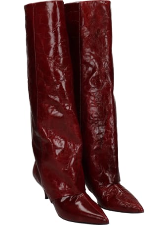 Alchimia Low Heels Boots In Bordeaux Leather