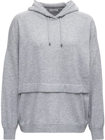 Brunello Cucinelli Wool And Cashmere Gray Hoodie