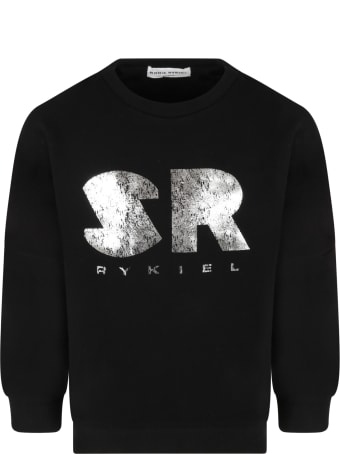 Rykiel Enfant Black Sweatshirt For Girl With Logo
