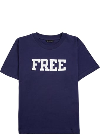 Balenciaga Blue Cotton T-shirt With Print
