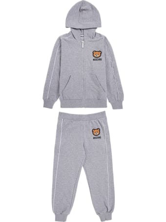 Moschino Grey Cotton Hoodie And Jogger Suit